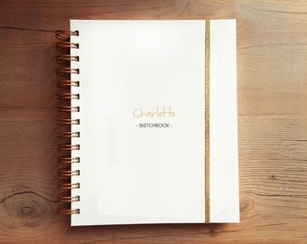 Personalized custom notebook sketchbook blank lined paper journal diary white hard cover