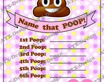 Name That POOP Dirty Diper Baby Shower Game Princess by ATXDesign