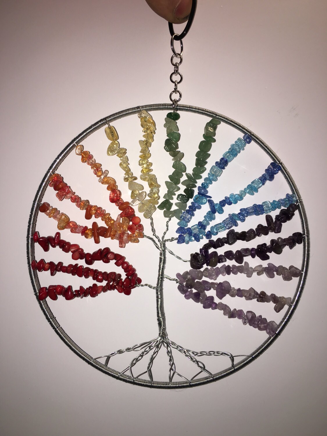 Handmade Chakra Tree of Life wire and beautiful stone Hanging
