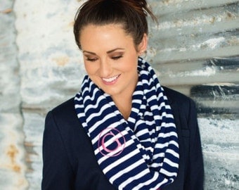 Gift for her, Monogrammed Scarves, Gifts, Scarves, Birthday gift, Valentine Gift, Knit Scarves, Scarf, Striped knit scarf, black, navy, pink