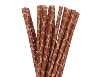 Paper Straws, Giraffe Print Paper Straws, Brown Giraffe Jungle Party, Safari Party Decor, Zoo Party Straws, Cheetah Party Supplies, Straws