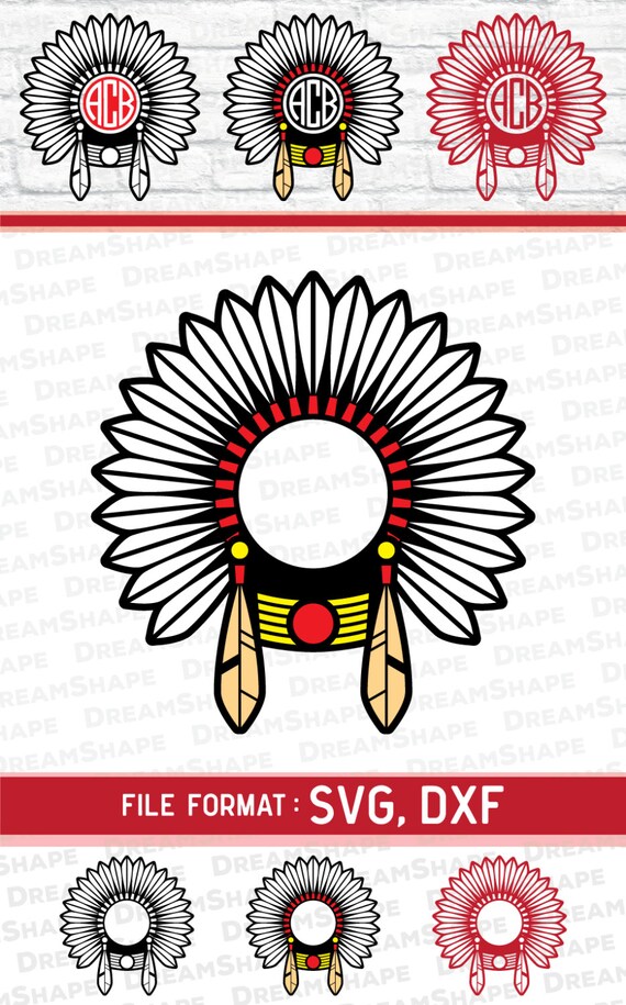 Download Apache SVG Files Red Indians DXF File Headdress Monogram Cut