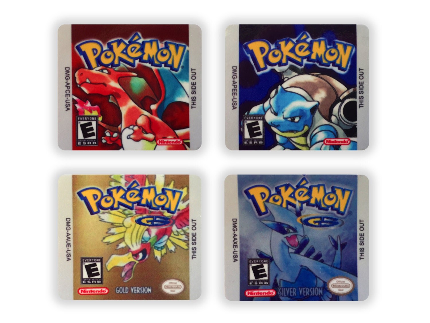 Pokemon Red Blue Gold Silver Version Set of 4 Label Sticker