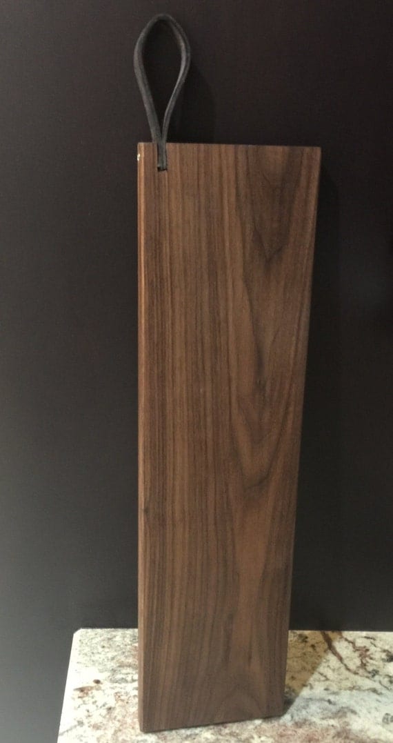 Items Similar To Walnut Long Cutting Board With Leather Strap On Etsy