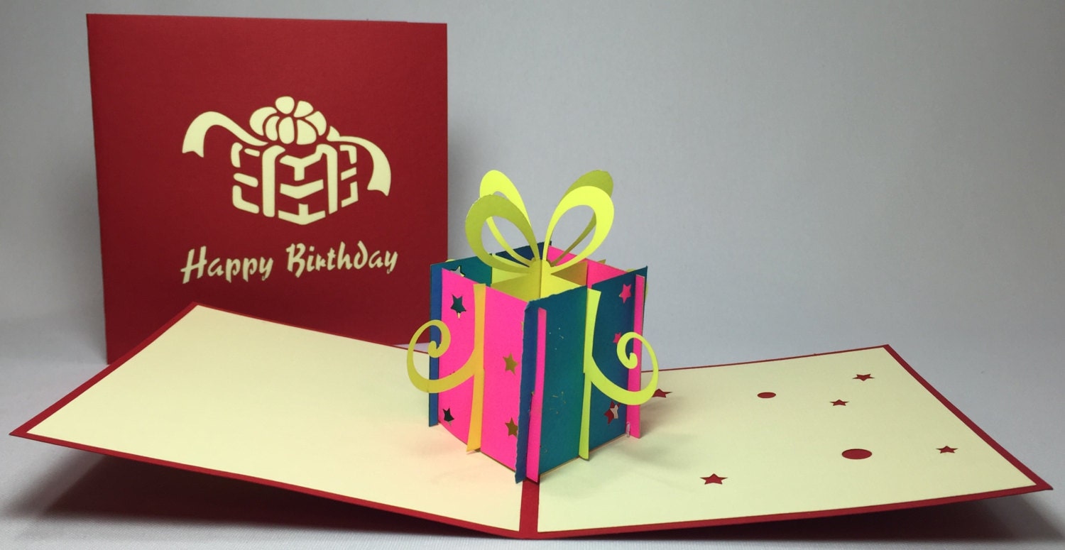 Gift Box Pop Up Card. 3D Handmade Card. 3D by MOONsGreetings