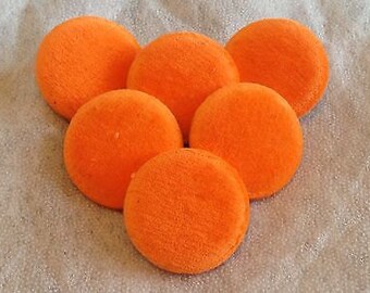 Orange, Velvet Buttons, Fabric Buttons, Covered Buttons, Shank Buttons, Large Buttons, 31mm Buttons, Sewing Supplies, Bright Buttons