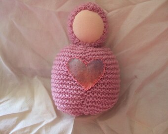 Pink Waldorf Knitted Doll Steiner Doll