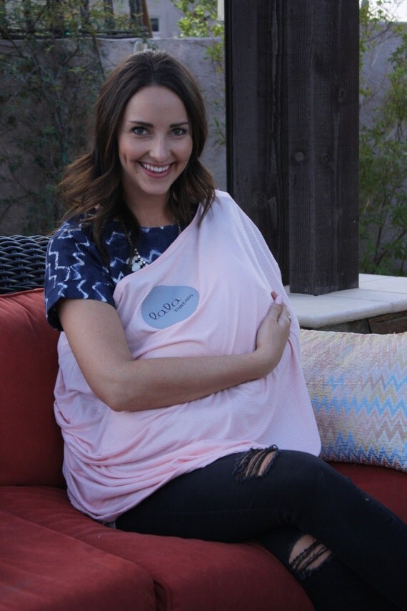 Items similar to Pink and White Striped Nursing Cover, Car Seat Cover