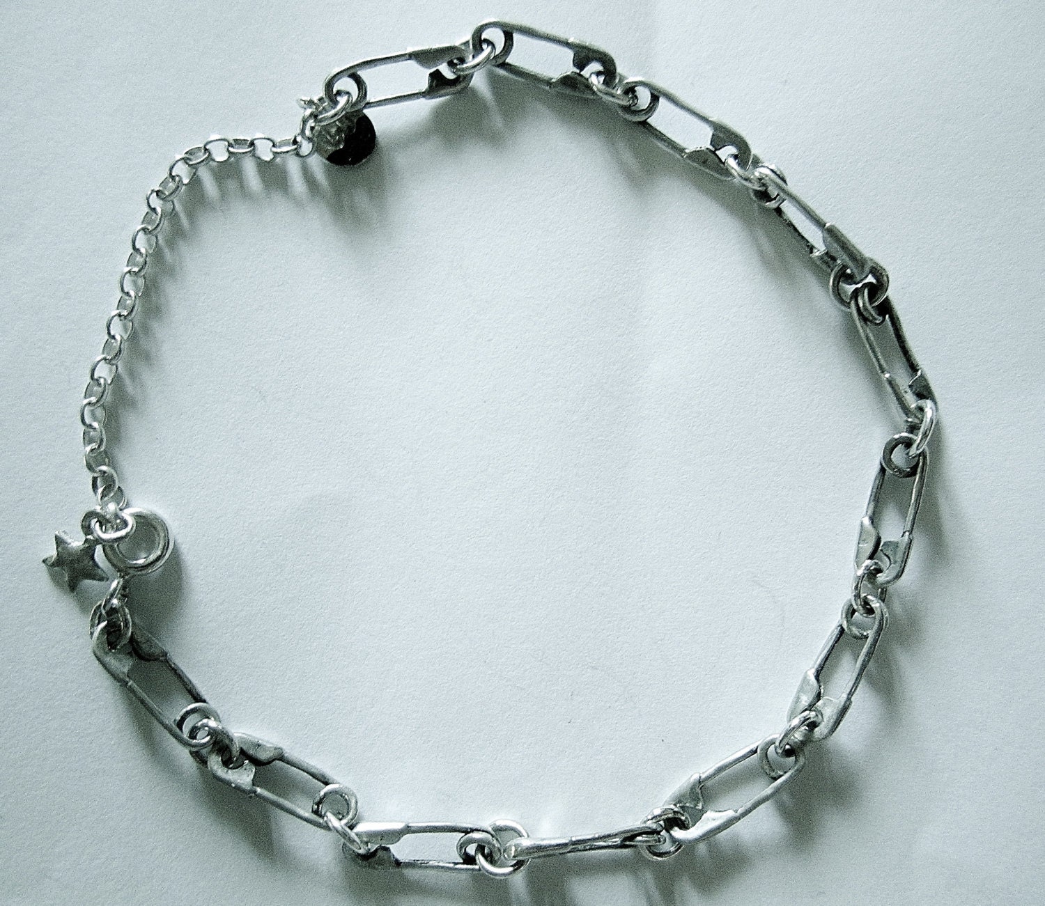 Sterling Silver Punk Safety Pin Bracelet / Necklace