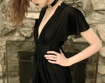 Black witch gown with butterfly sleeves