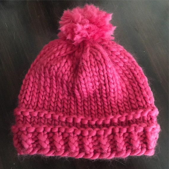 Items Similar To Puff Ball Hat Knit Hat Chunky Knit Hat Winter