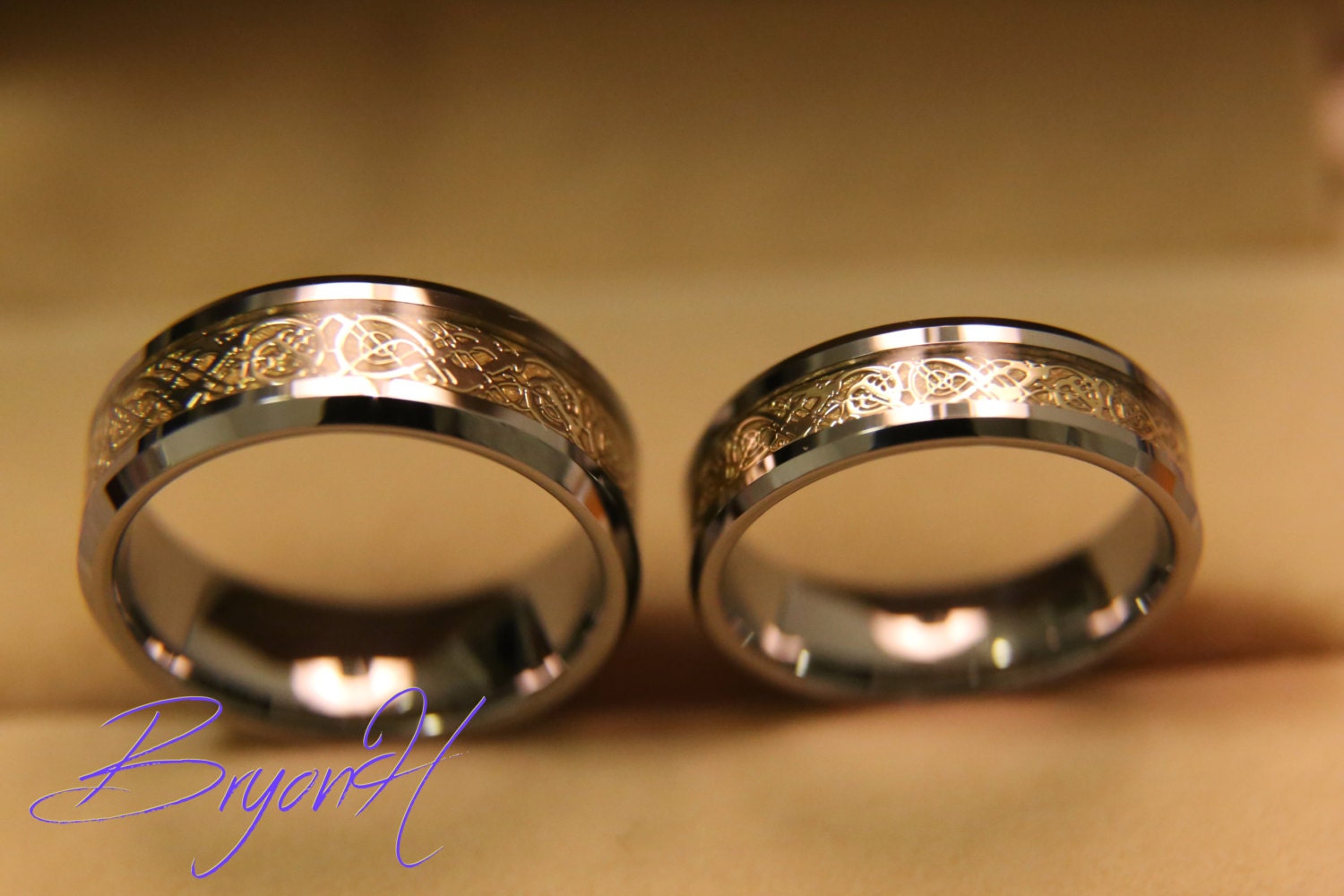 Tungsten Wedding bands set Matching size Tungsten Wedding