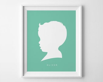 CUSTOM Silhouette, Child Silhouette, Personalized Portrait, Silhouette Portrait, Kids Silhouette, Printable Silhouette, Custom Portrait