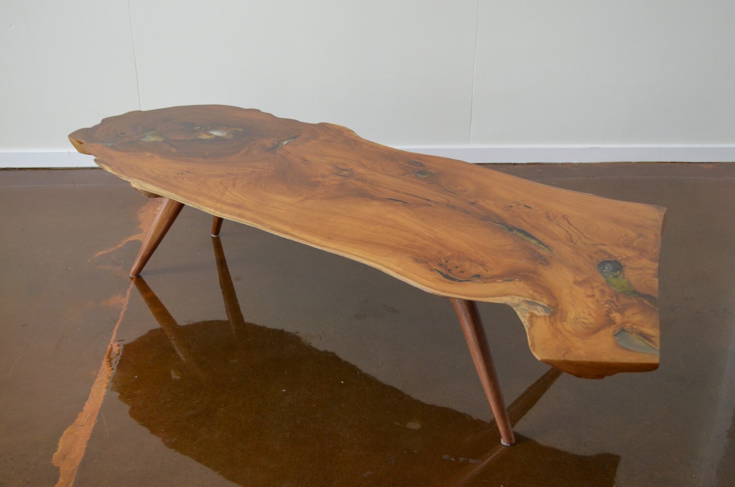 Modern Hand Made Teak Slab Live Edge Coffee Table