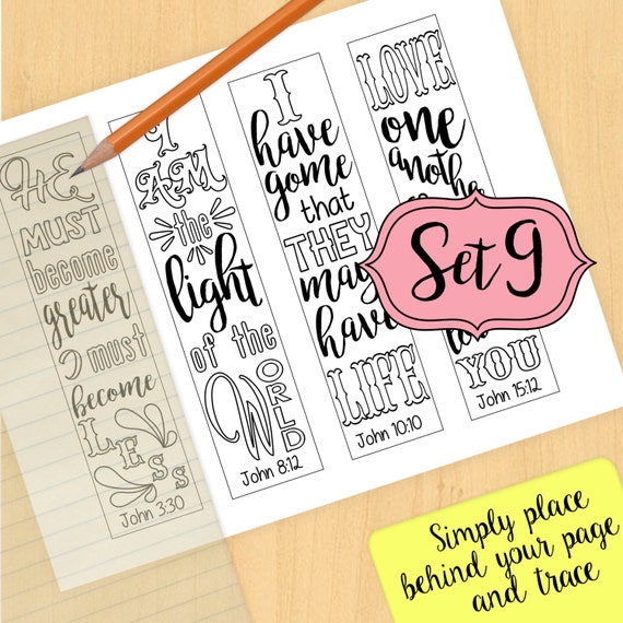 set 9 bible journaling printable by bibleversecoloring on etsy