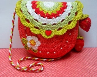 CROCHET PATTERN - Strawberry time - crochet purse pattern - crochet purse, crochet bag pattern, diy, PDF