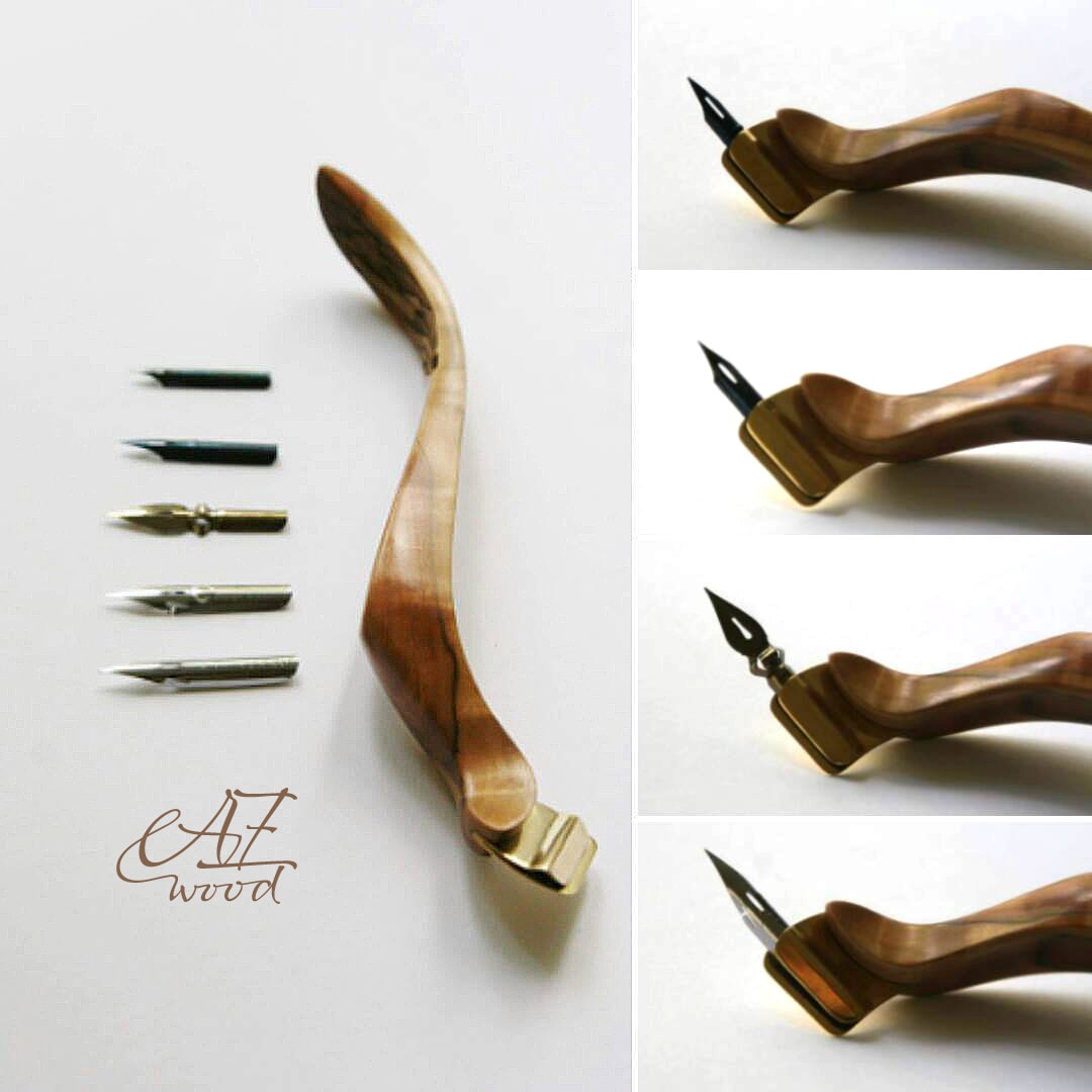 Oblique pen holder Ergonomic Oblique Pen Holder with carved