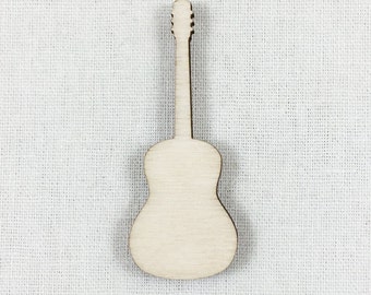 Guitar Wood Shape, Unfinished Wood Guitar Laser Cut Shape, Guitar DIY Craft Supply, Many Size Options