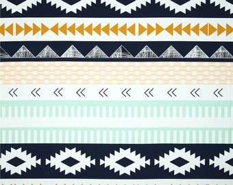 Arid Horizon, Arizona Collection, Aztec Fabric, Art Gallery Fabrics, April Rhodes, Navy and Mint Fabric, ARZ-557