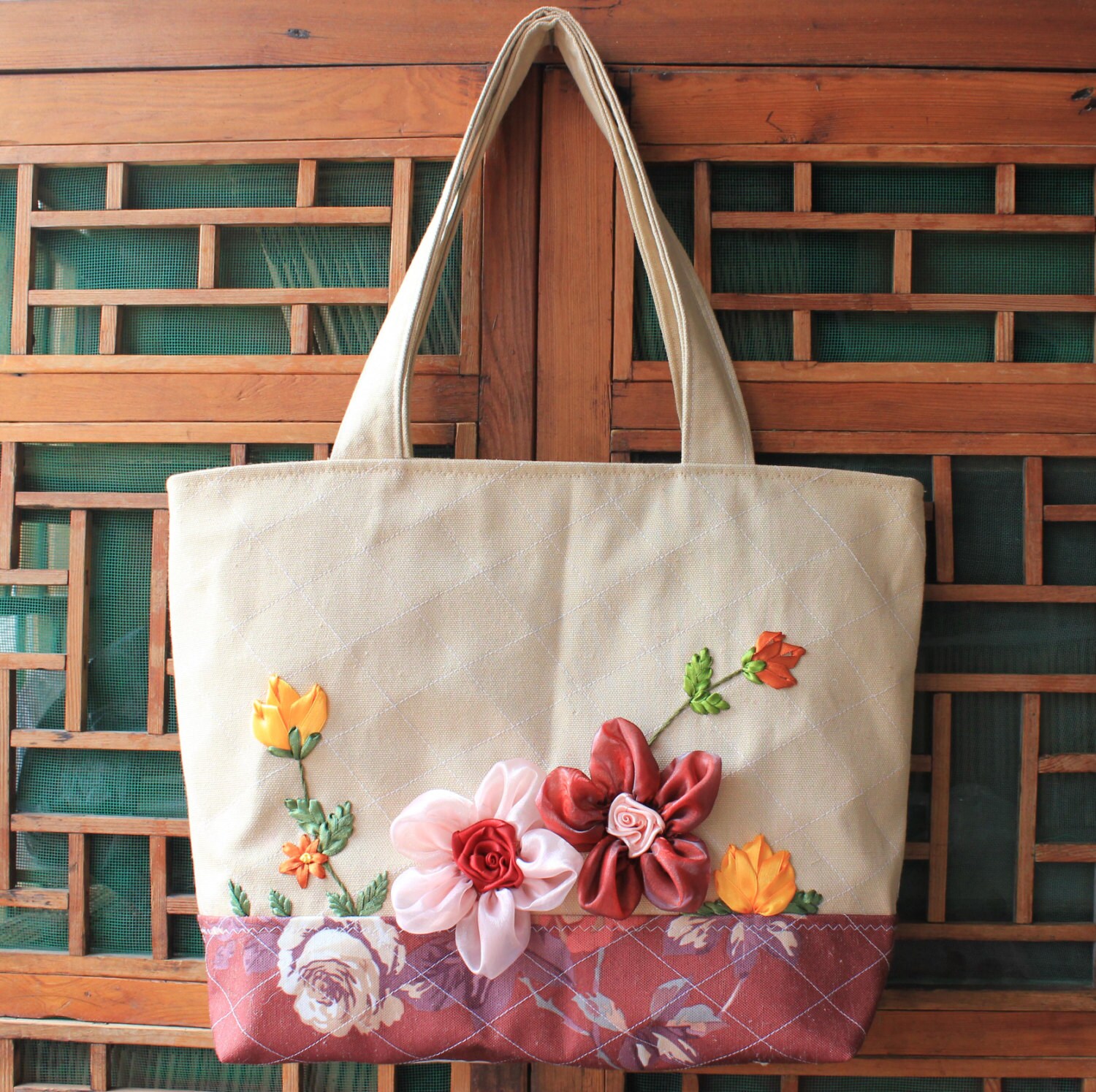 Ribbon Embroidery Handbag Ribbon Embroidery Handbag