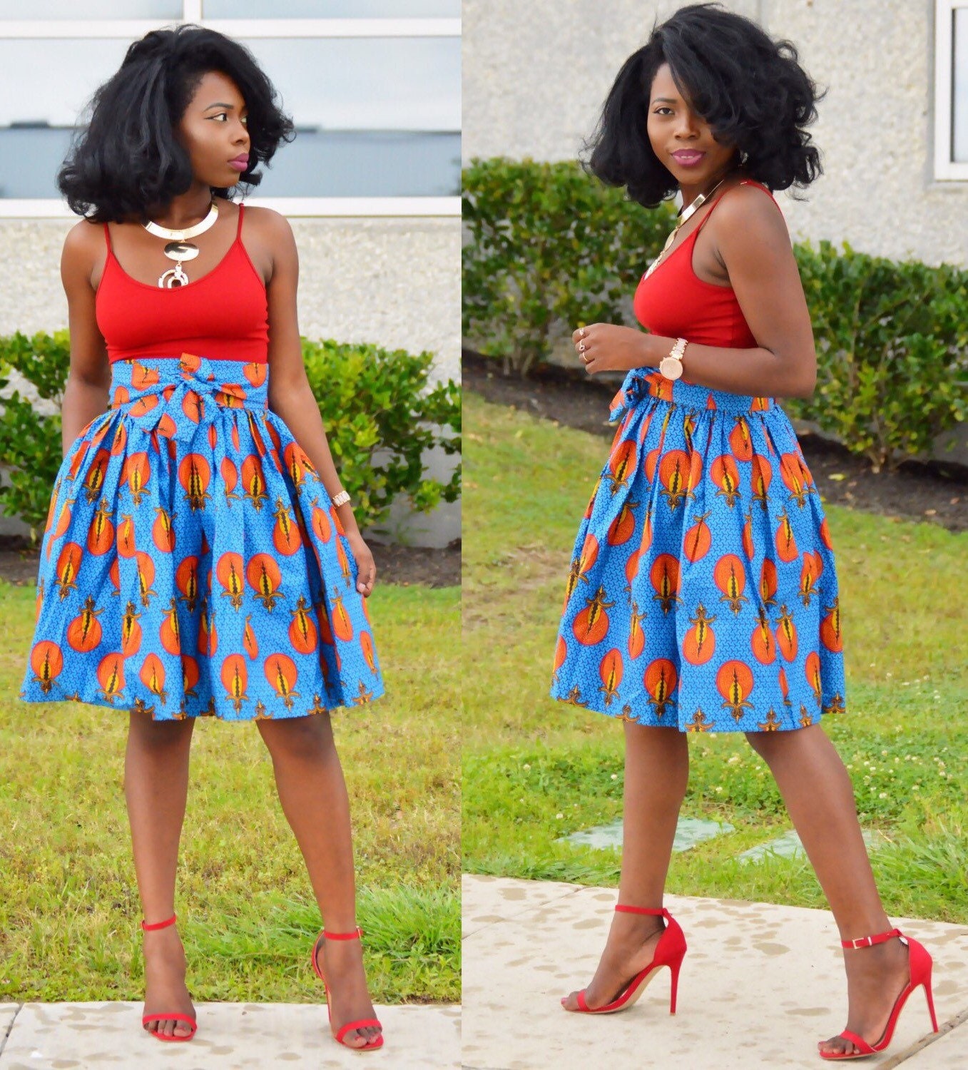 Ankara Skirt with waistbelt african print african by Shoplolaster