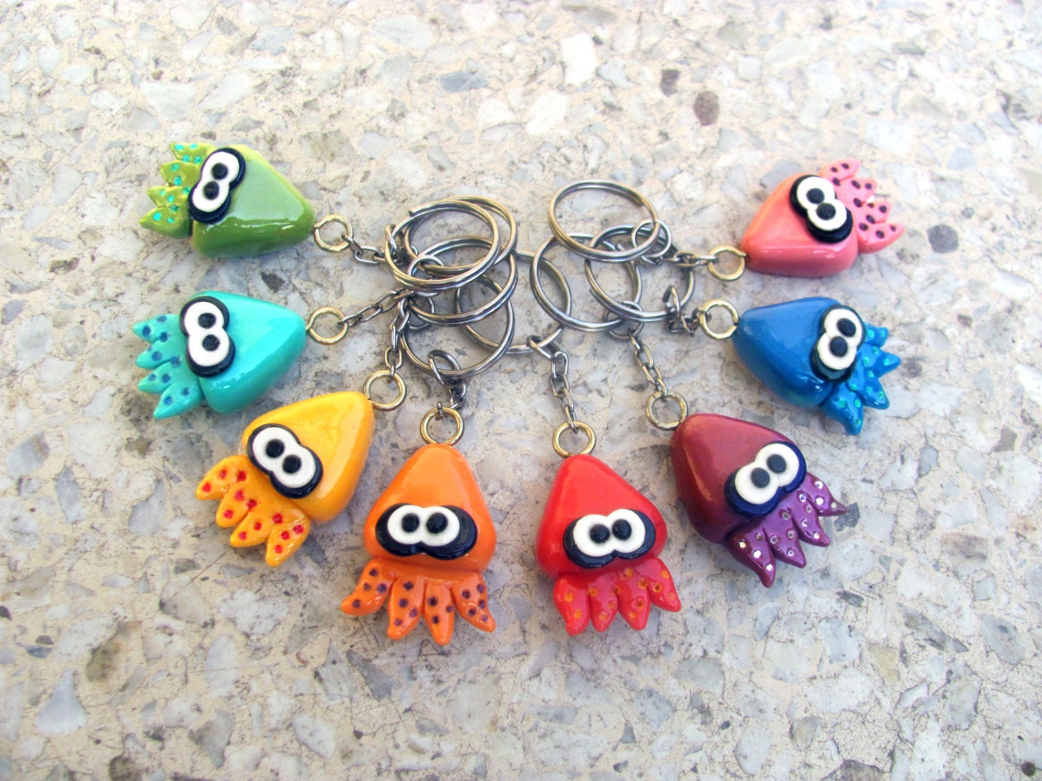 Splatoon Squids Polymer Clay Keychains by NanyColours on Etsy