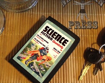 Rocket Pack Rescue, Vintage Pulp Science Fiction Magazine, Black TriFold Wallet