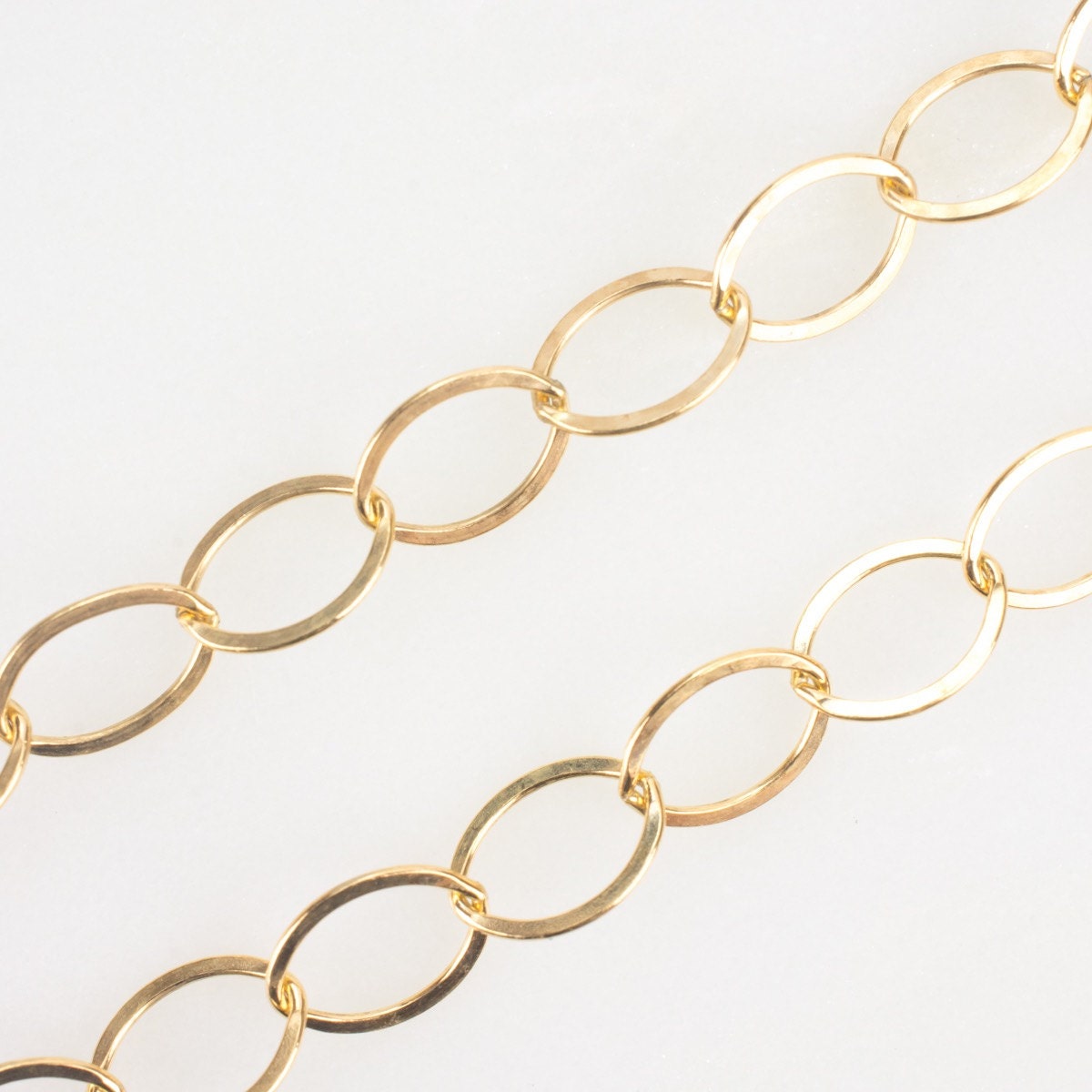 14k Gold Filled Flat Oval Cable Chain By The Foot 8.8x6.6mm