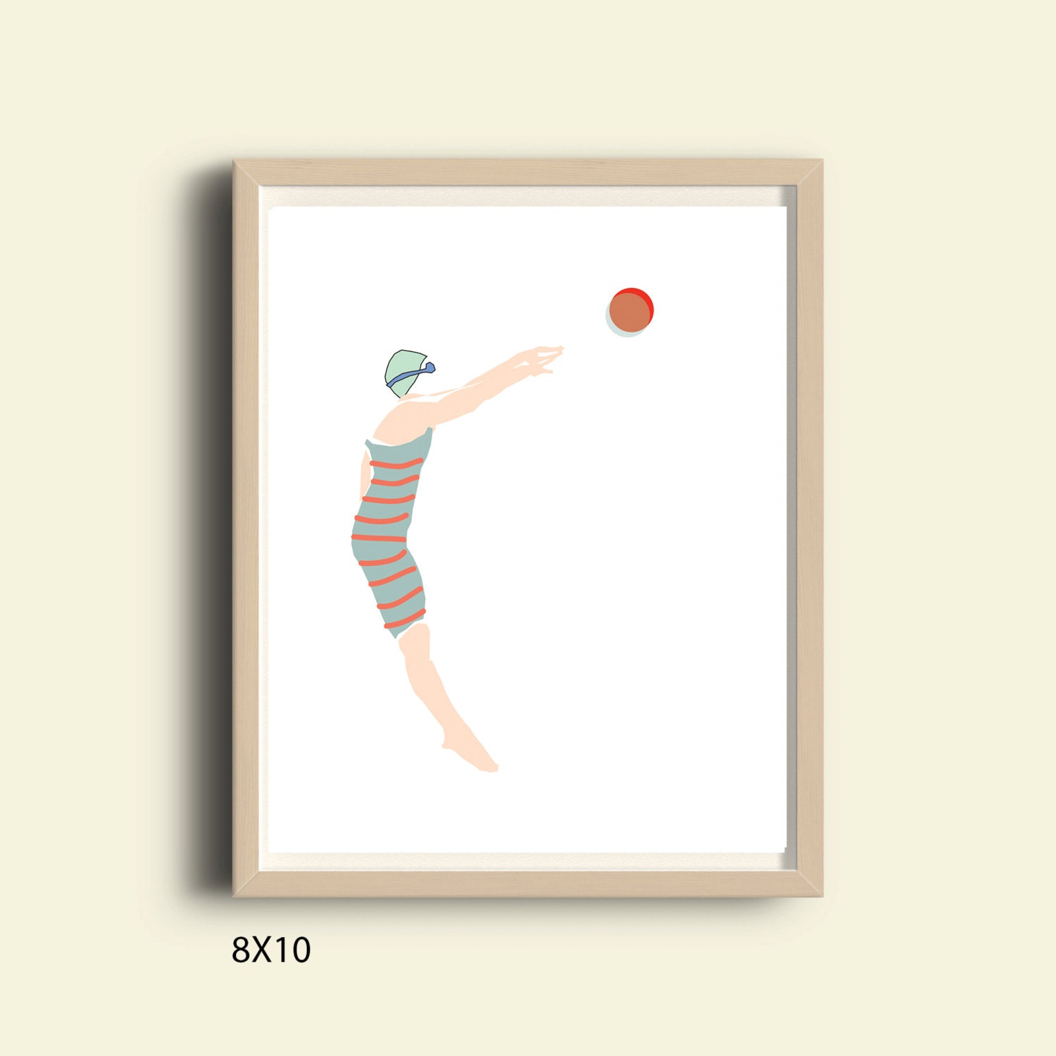 Swimming wall art girl swimmer printable home decor art