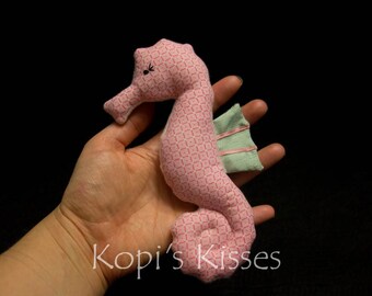 Seahorse softie (small) - pink and green