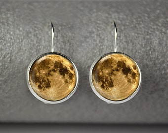 Moon earrings, Fullmoon earrings, Moon jewelry