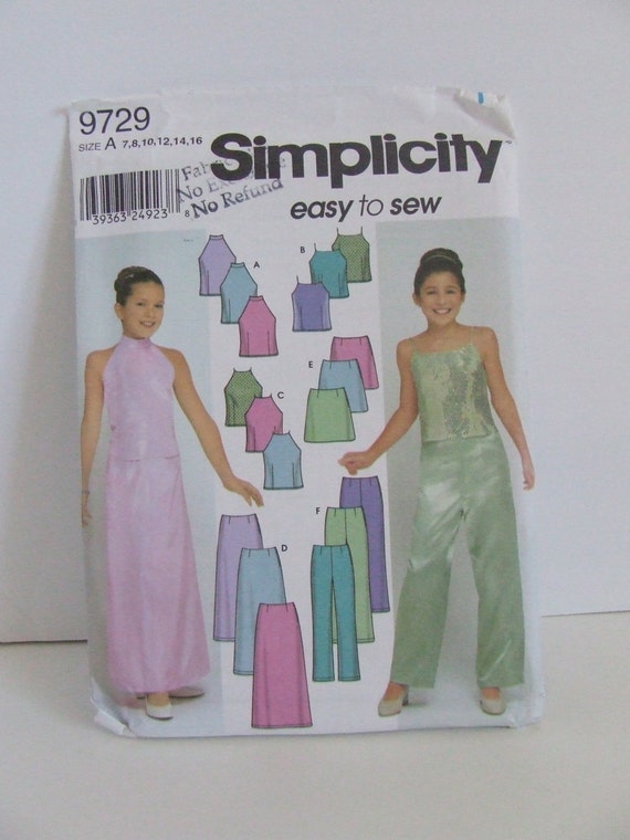 Uncut Simplicity sewing pattern 9729 tween teen girls formal 2