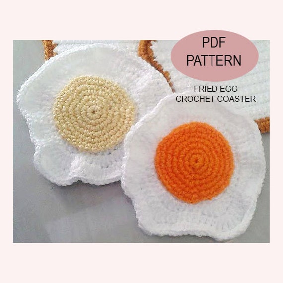 Crochet Coaster fried egg PDF Pattern crochet coasters