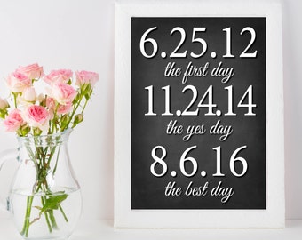 Wedding Decorations | Elegant Wedding Gift | The First Day, The Yes Day, The Best Day | Chalkboard Anniversary Gift | Rustic Wedding Gift