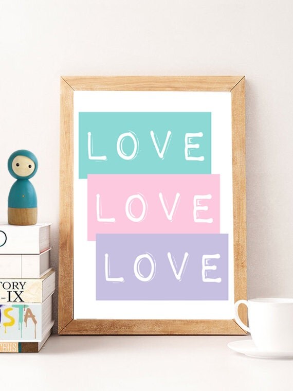 Wall print LOVE LOVE kids wall art ideas printable kids