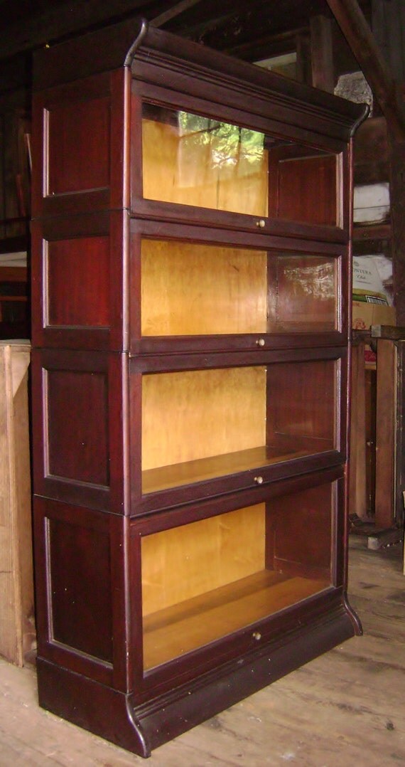 Antique Solid Mahogany Barrister Stacking Bookcase c1900
