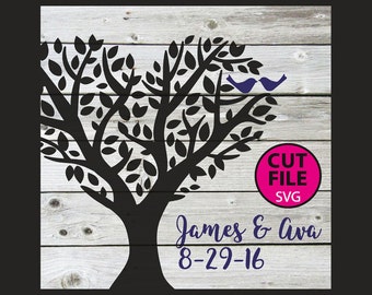 Birds in Tree, svg, cut, files, vector, decal, clipart, love, heart, wedding, couple, family, sign, anniversary, love birds, file