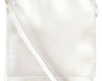 Silver Leather Crossbody Bag