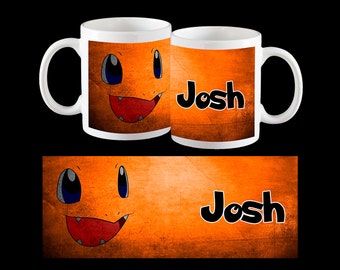 Pokemon Go Personalised Coffee Mug, Pokemon gift, Personalised gift, Charmander Art on a mug