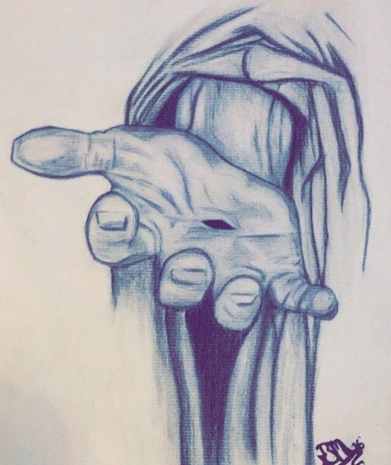 Items similar to Jesus's Hand with Nail Markings Art; Jesus Drawing