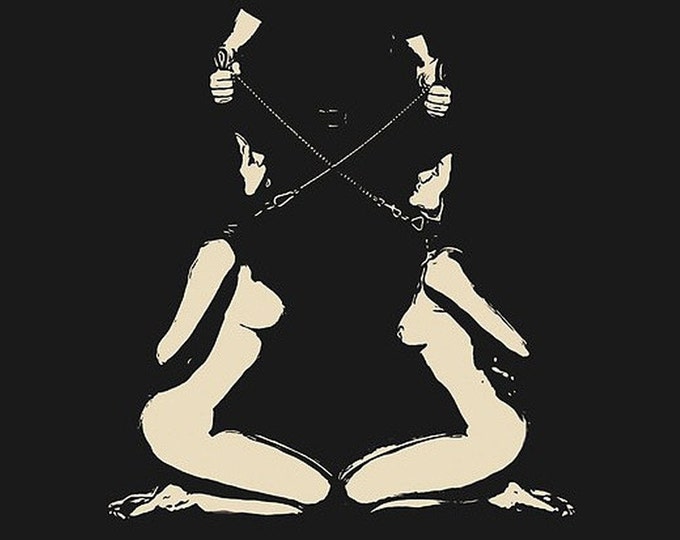 Erotic Art 200gsm poster - Two new slaves, sexy nude woman bondage, BDSM, naked body artwork, hot conte style art print High ...
