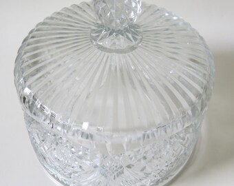 Vintage French Pressed Glass Food Cloche, Cheese Dome