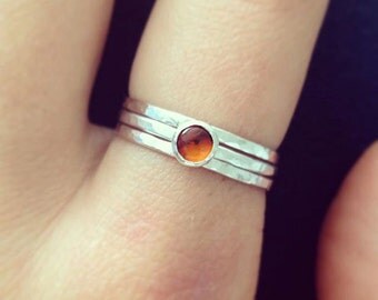 Amber ring, Silver Amber ring, Silver stackable rings, UK sellers only