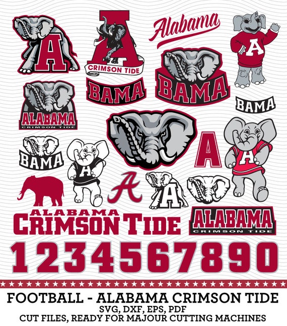 Alabama Crimson Tide Football Logo Numbers. By Svgsilhouettedxf