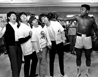 The Beatles and Muhammed Ali Boxing Sport Music Glossy Photo Promo Picture Print