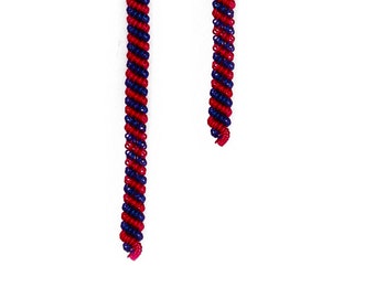 French Metallic Dual Stiff Copper Bullion For Embroidery Work - 100 Gram Packet - Red & Blue in color