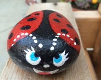 Items similar to Painted Rock Monster Pet Rock Red on Etsy