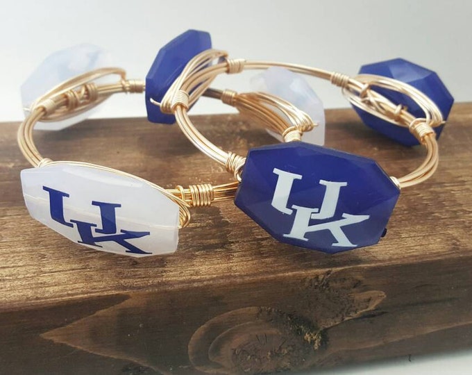 University of Kentucky Wire Wrapped Bangle, Bracelet, Bourbon and Boweties Inspired