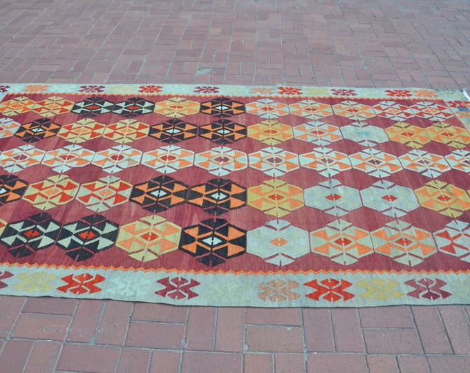 floor rug, kilim rug, turkish kilim rug, pattern rug, vintage turkish rug, tribal rug, anatolian rug, boho decor, bohemian furniture
