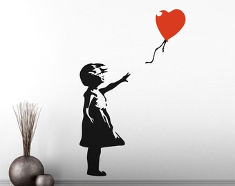 Banksy 'Childhood' Red Balloon Girl Vinyl Wall Decal / Sticker